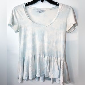 Daydreamer Baby Blue Tie dye flowy peplum top